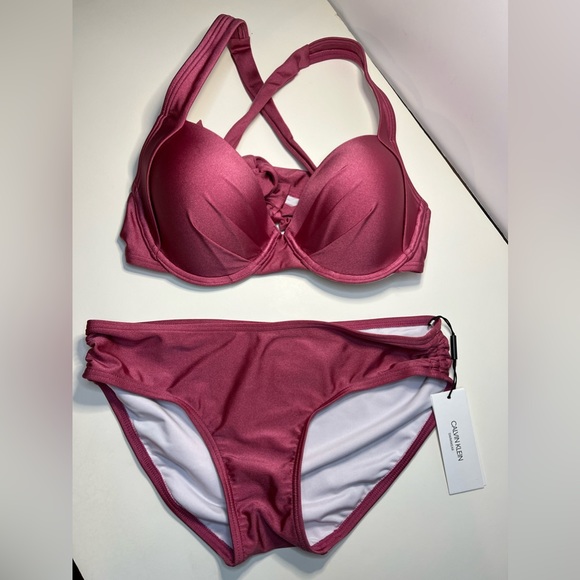 CK 2pc Convertible Strap Underwire Bikini Top & matching Hipster Bikini Bottom - Picture 4 of 9